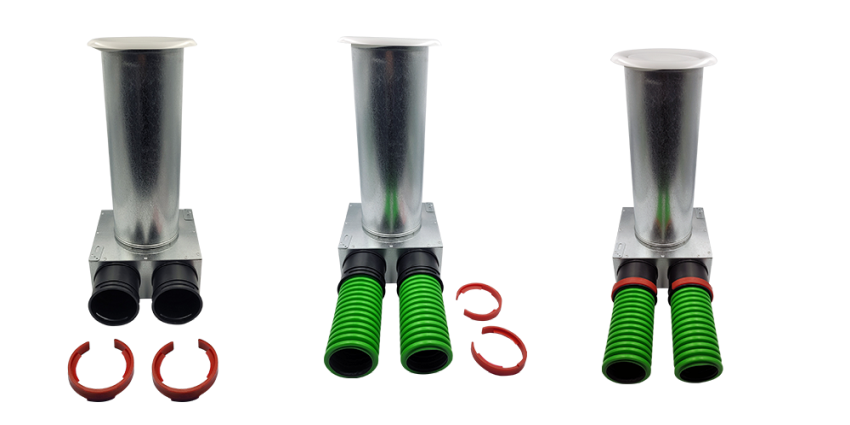 Cutie plenum SOL-FLEX cu clemă doua duze cu tub verde si clema