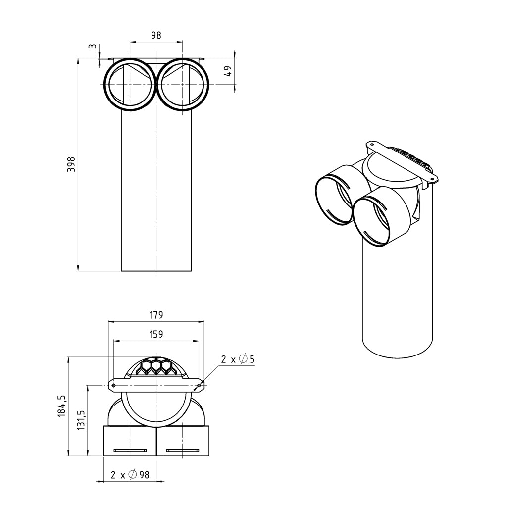 Cutie plenum MAX-VENT vedere sus